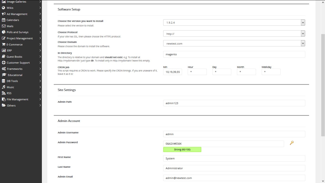 Magento initial configuration