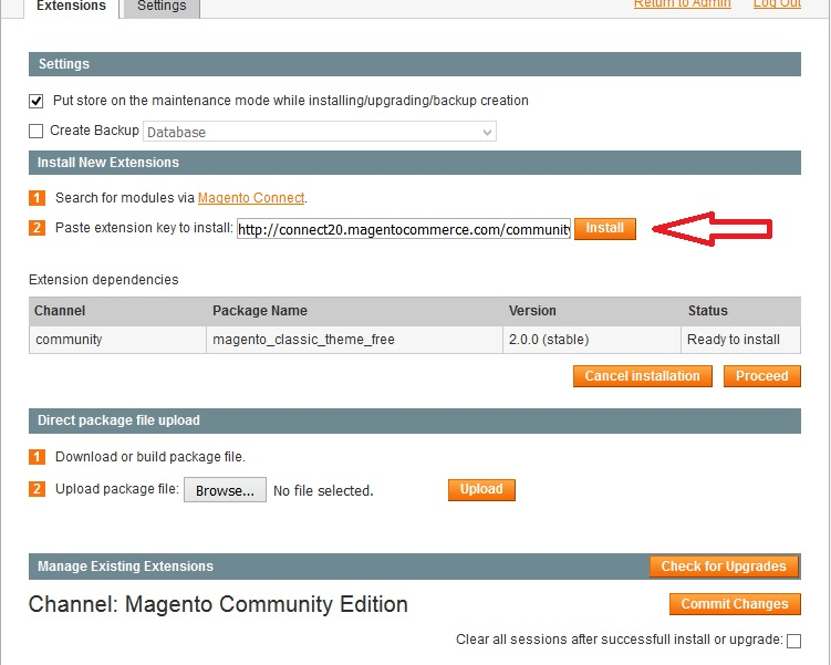 install magento connect extension