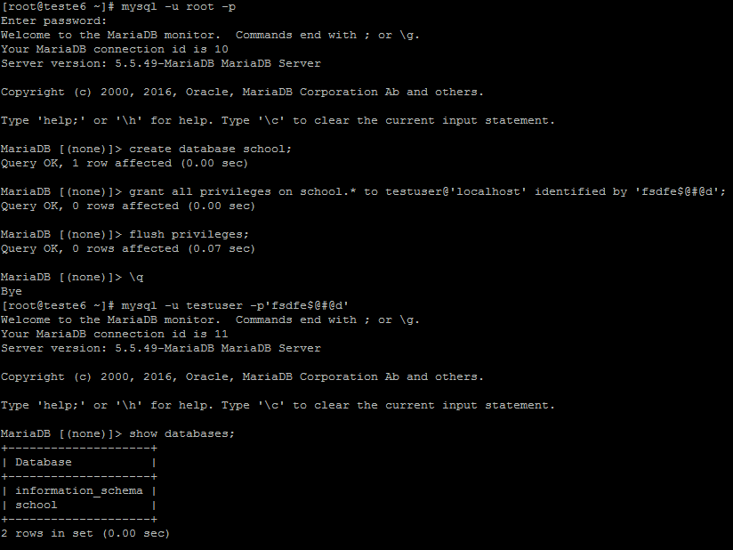 screenshot of Install MariaDB in Centos 6 process