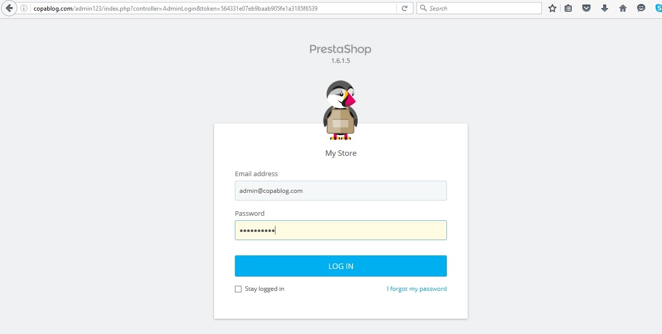 how to login to prestashop