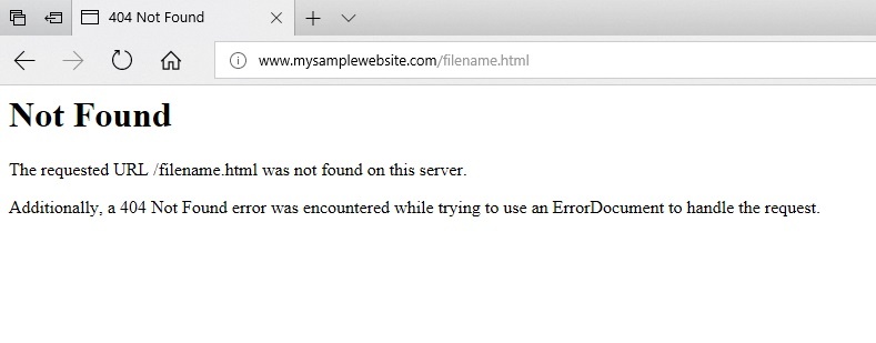 404 error code in the browser