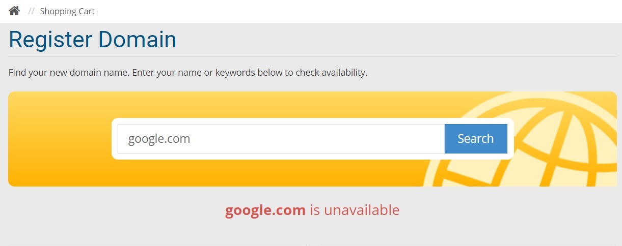 unavailable domain name 