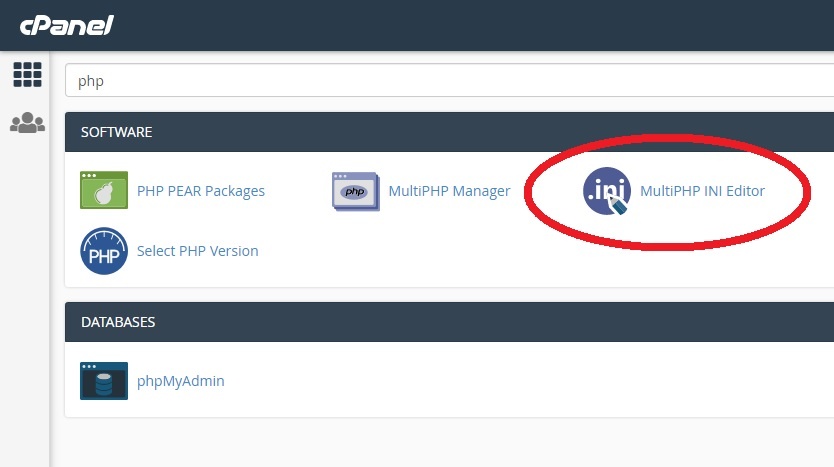 php.ini file editor in cPanel