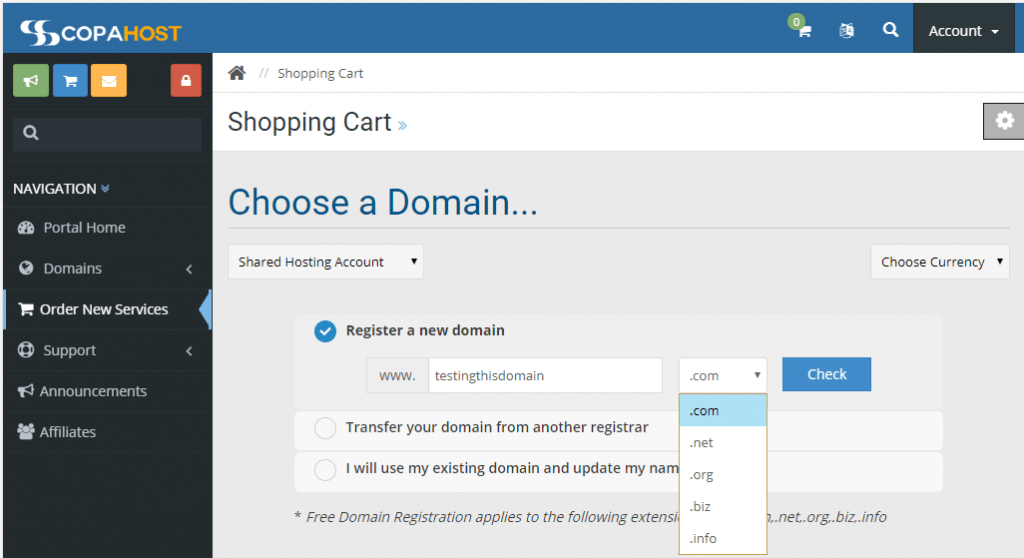 Choose a domain name