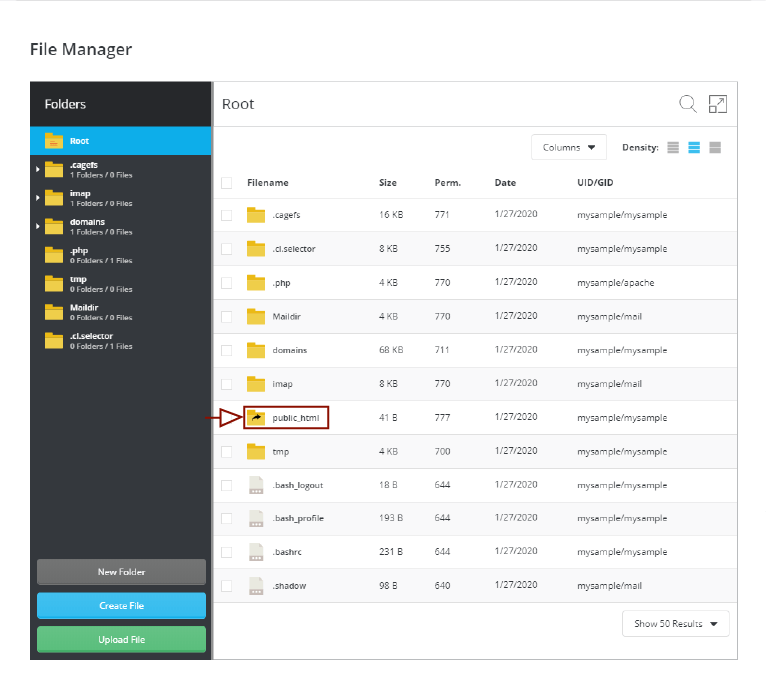 File manager -> public_html