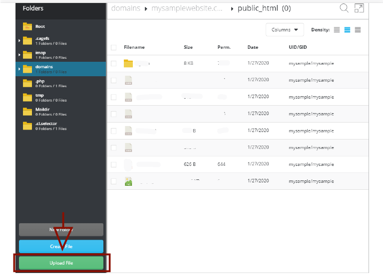 File Manager -> Upload Files