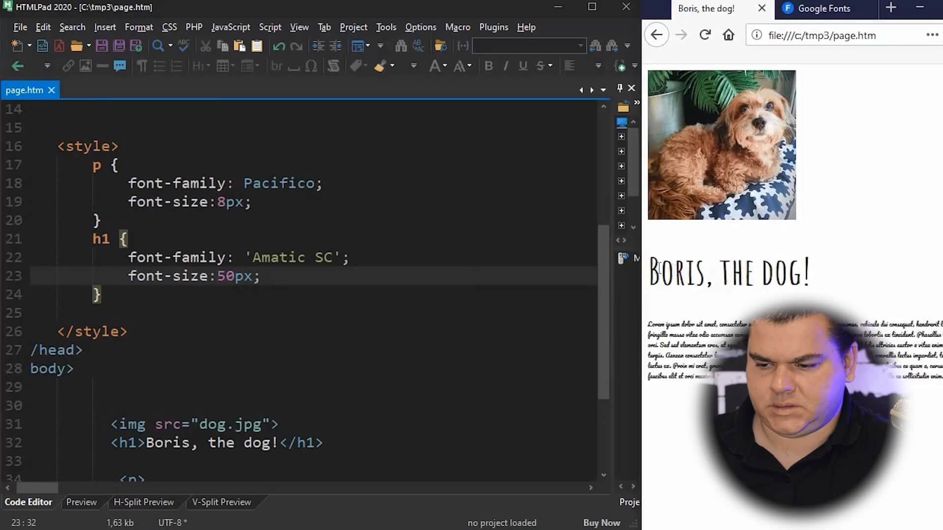 CopaHost Video - Change font size of h1 and p
