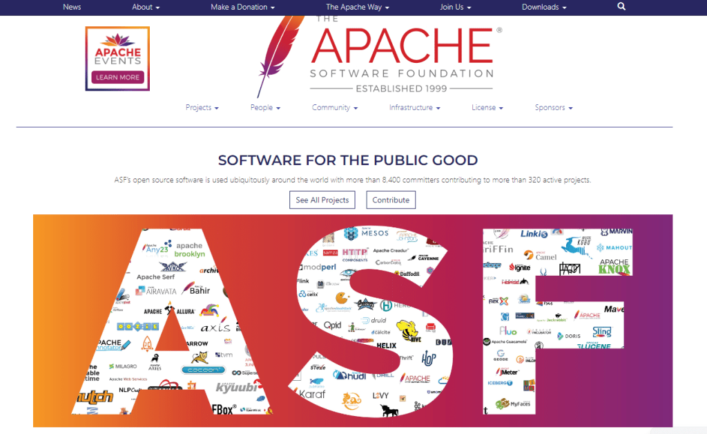 Function of web server (Screenshot of the Apache Web Server Website) 