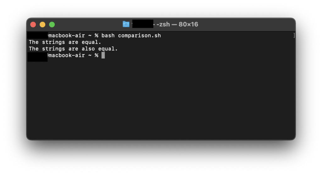 Check if two strings are equal in bash