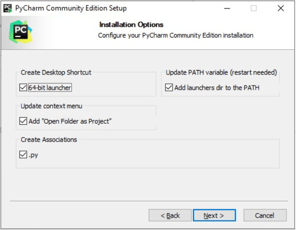 installation options for the IDE