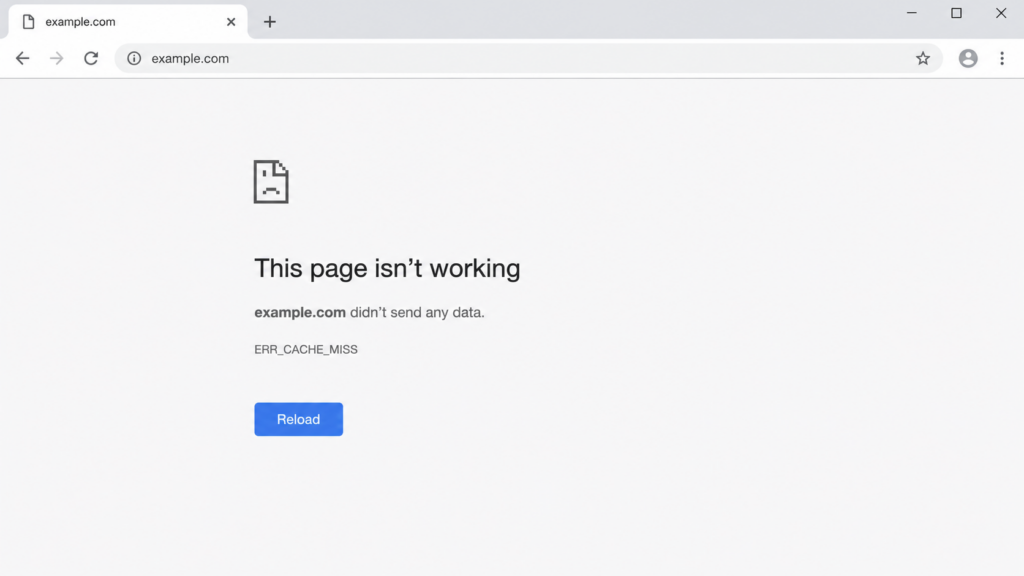 ERR_CACHE_MISS error message shown in Google Chrome