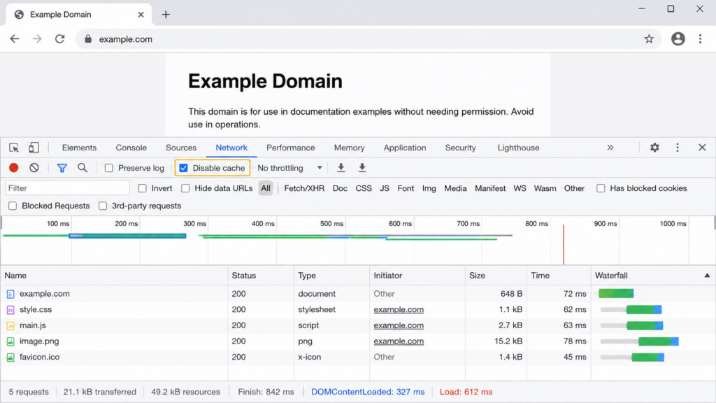 Enabling Disable cache in Chrome DevTools Network tab