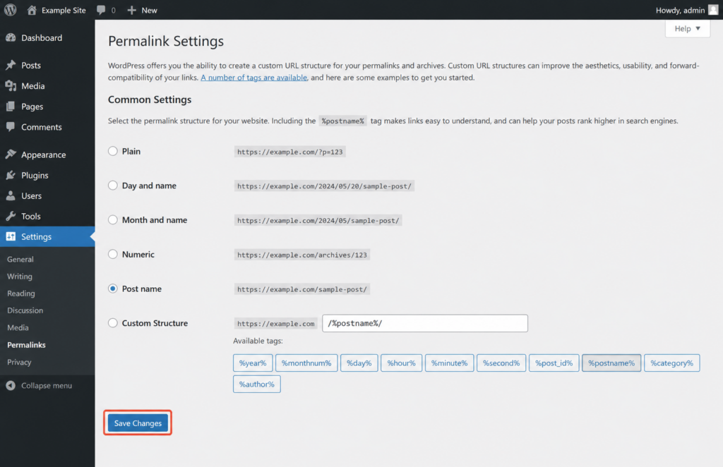 Saving permalink settings to regenerate the .htaccess file in WordPress