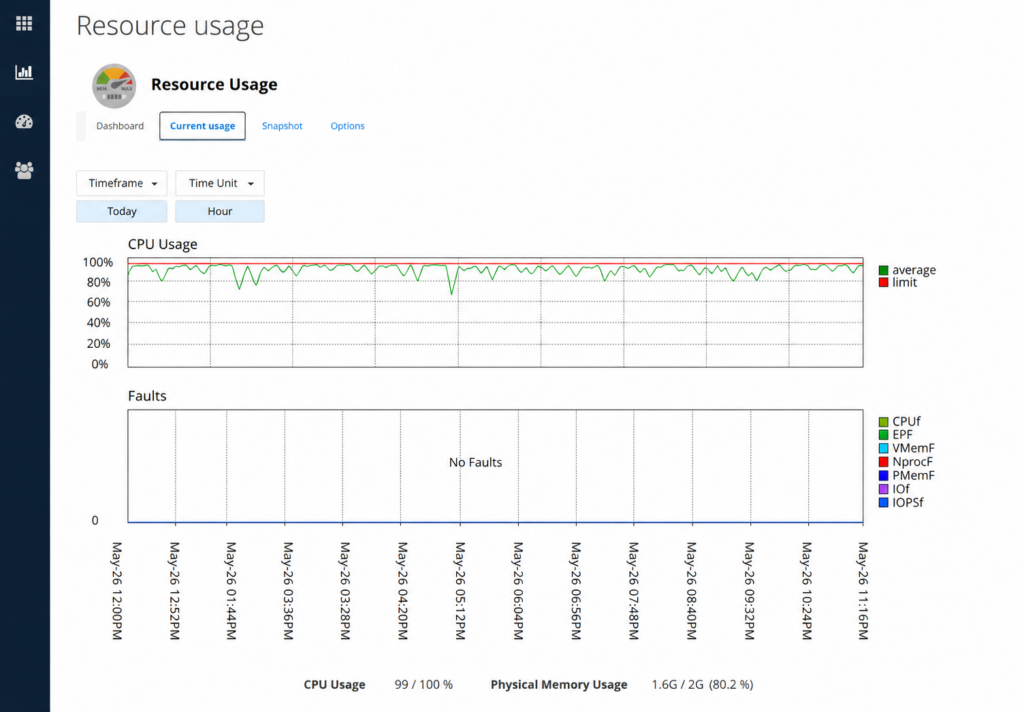 cPanel resource usage near its limit, a common cause of 503 errors