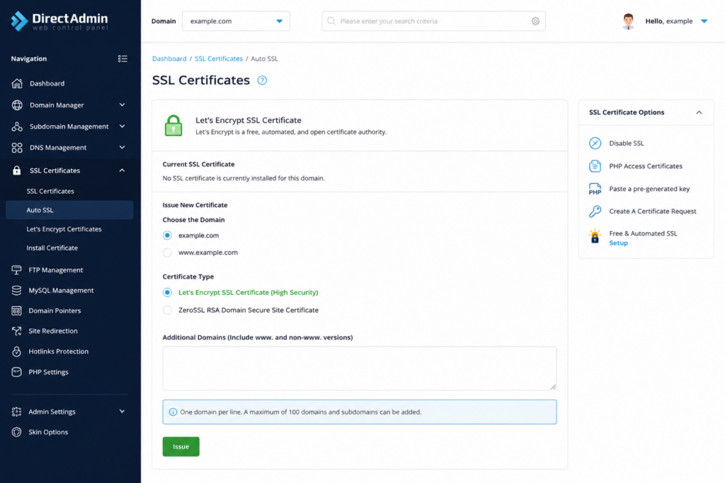 Installing an SSL Certificate using Copahost's control panel