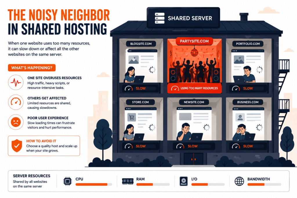 The noisy neighbor effect in shared hosting
