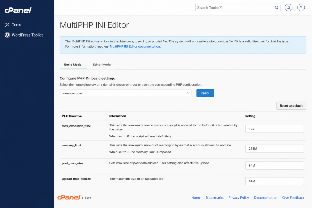 Increasing PHP max_execution_time and memory_limit to fix a WordPress timeout
