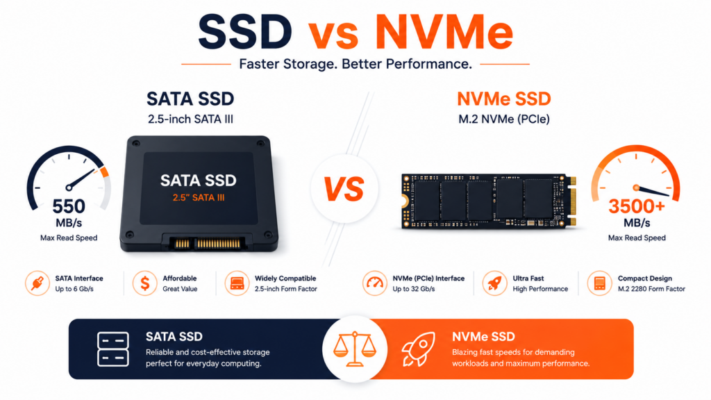 SSD vs NVMe: comparing storage speed for web hosting