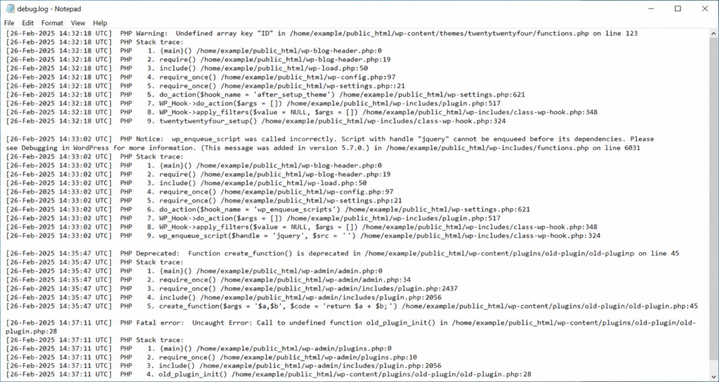 Wordpress Debug.log