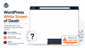 WordPress white screen of death blank page on a browser