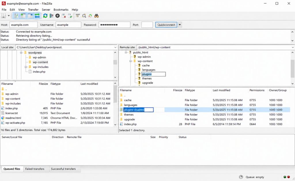 Rename plugins folder in WordPress