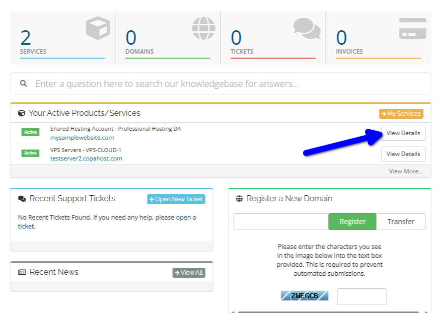 Click "view details" in your control panel, see the IMAP and SMTP servers